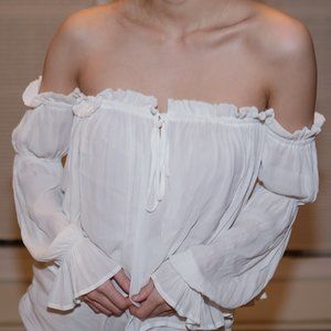 Off Shoulder White Romantic Blouse